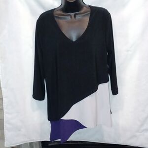 VECCELI Italy Women's Milano Fabulous Layered Tunic. Asymmetrical hemline, M